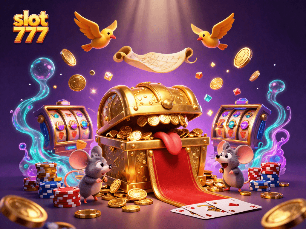 Experience the excitement of slot 777 games with vibrant casino elements and charismatic characters.