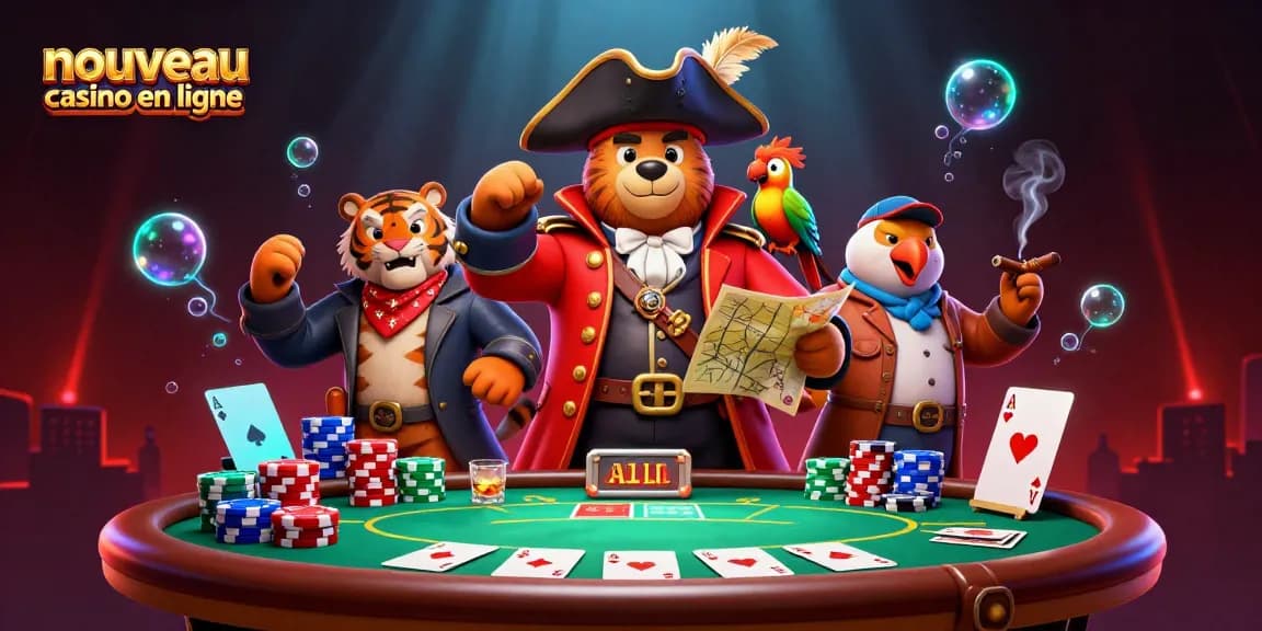 Plongez dans l'univers du nouveau casino en ligne avec un ours pirate et ses compagnons au poker.