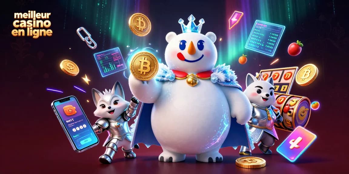 Jouez dans le meilleur casino en ligne avec un ours polaire et un renard dans une scène haute en couleur.