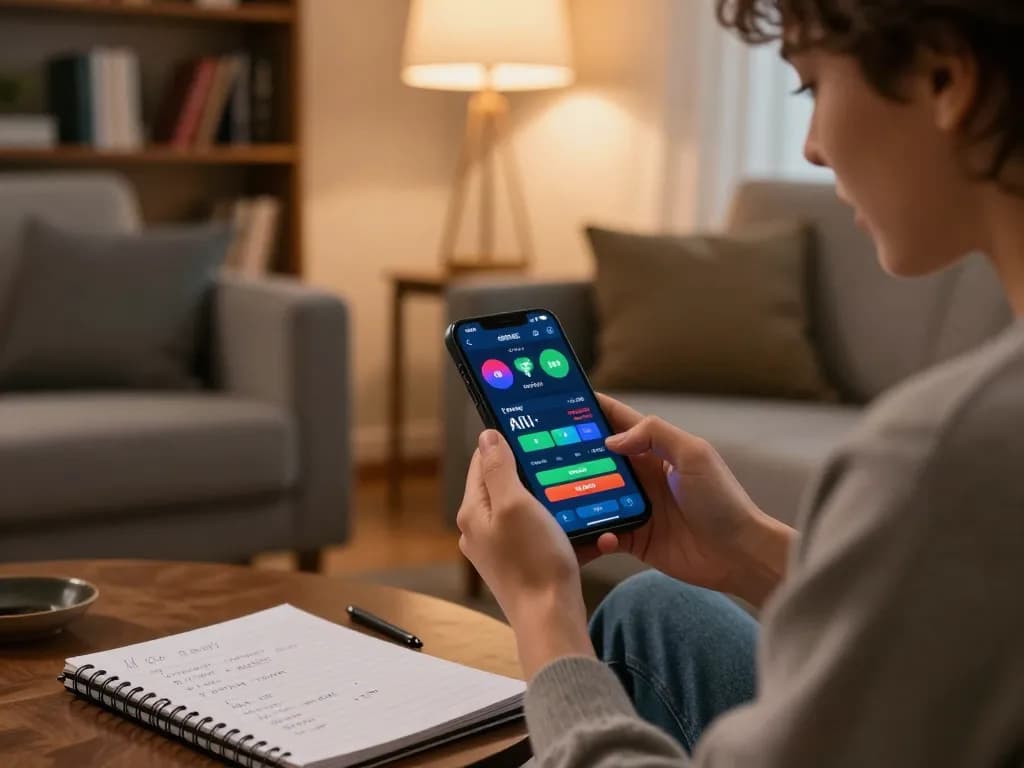 Engaging with sports betting app showcasing siti scommesse esteri in a cozy environment.