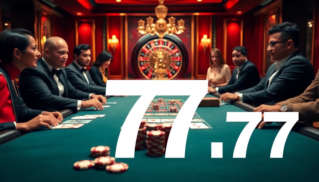 Experience the excitement of winning at seven 77 poker tables in a luxurious casino setting.