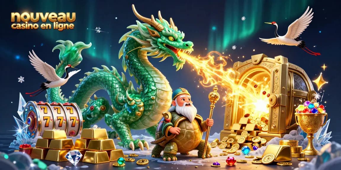 Découvrez un nouveau casino en ligne avec un dragon vert, sage et bonheur en jeu.
