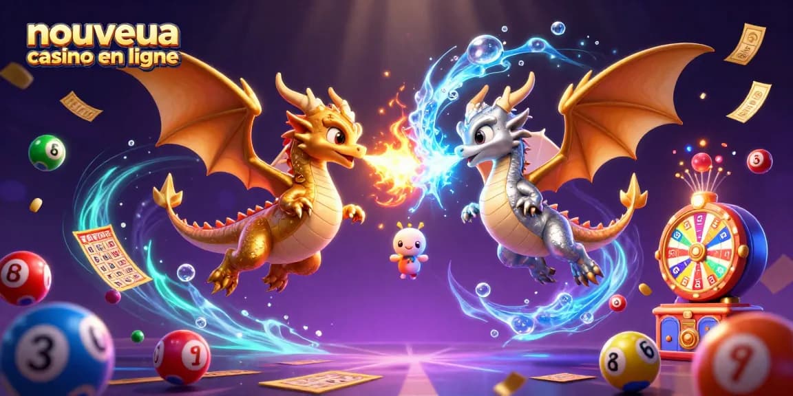Jouez au nouveau casino en ligne avec des dragons et des loteries colorées animées.