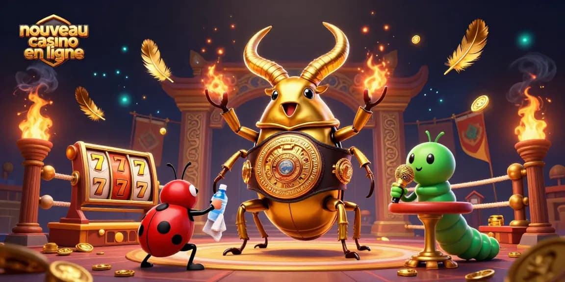 Art ERC, célébrant le "nouveau casino en ligne", avec une scène de combat captivante.