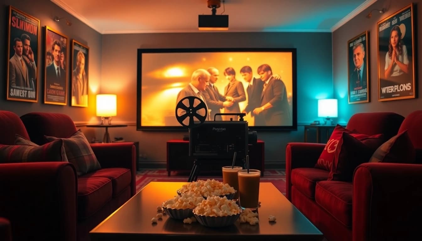 ดูหนังในห้องชมภาพยนตร์ที่บ้านพร้อมโปรเจคเตอร์และบรรยากาศอบอุ่น