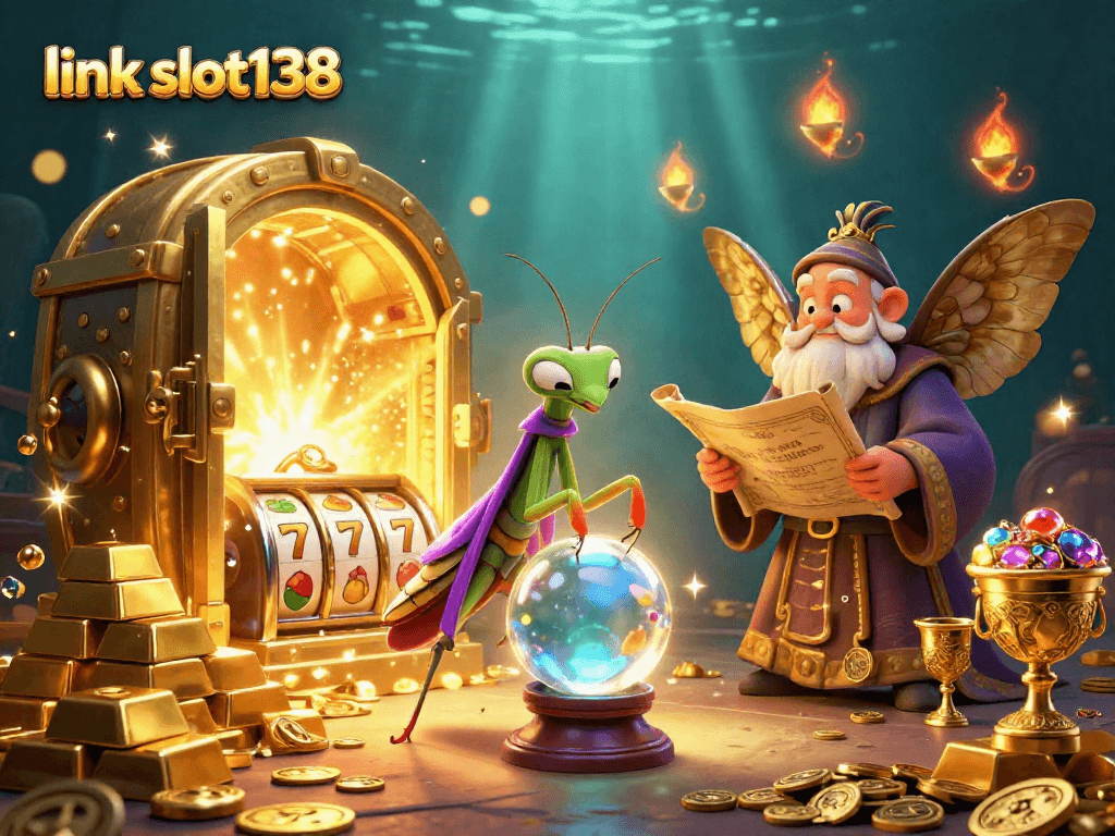 Engage with the mystical link slot138 amidst a vibrant casino adventure featuring fortune tellers.