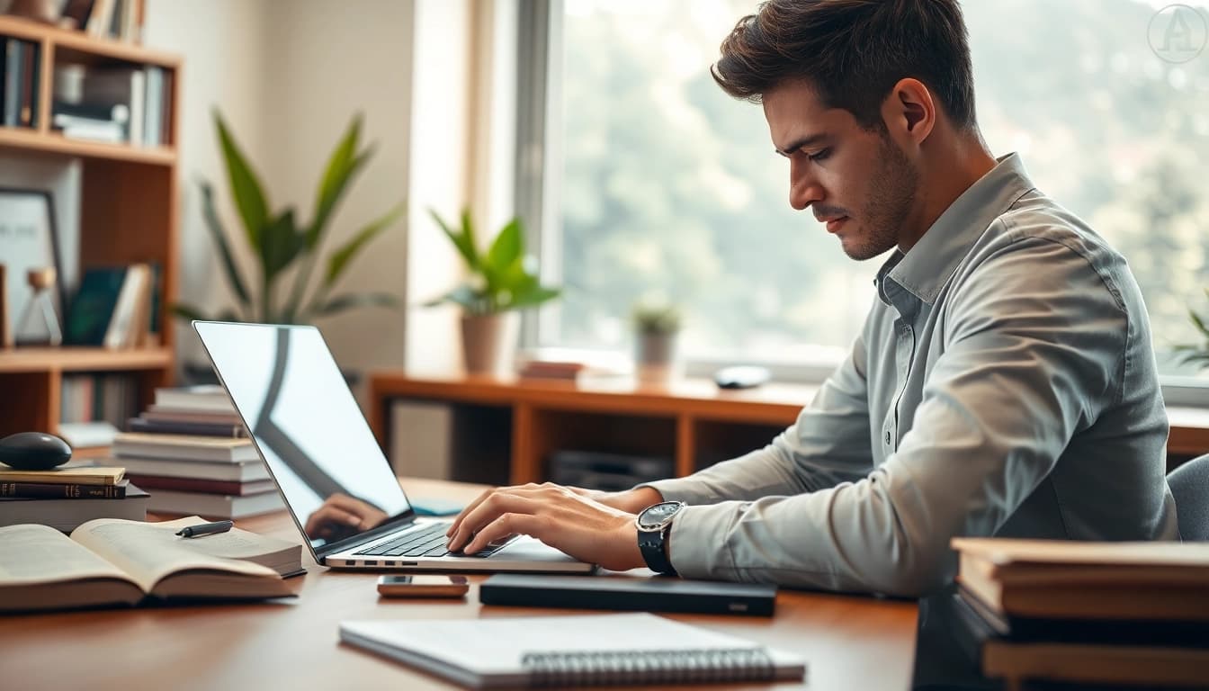 Enhance your translation needs with https://www.elitetranslingo.com, showcasing a translator focused on work at a vibrant desk.