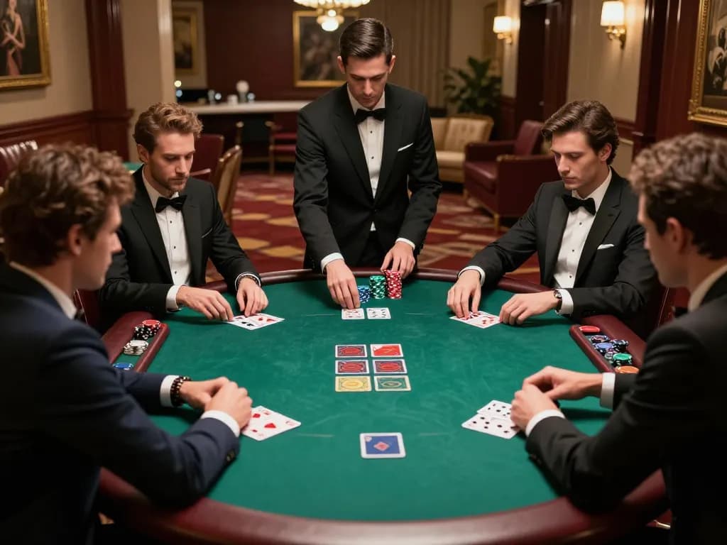 Players engaging in high-stakes poker game at TR88 casino, showcasing strategic gameplay and upscale atmosphere