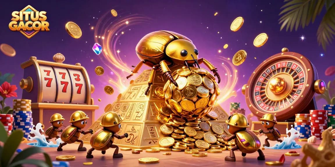 Spin jackpots and win at SITUS GACOR with vibrant casino scenes filled with gold and excitement.