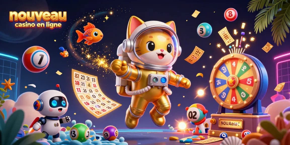Visualisez le nouveau casino en ligne avec des éléments de loterie captivants et des personnages futuristes.