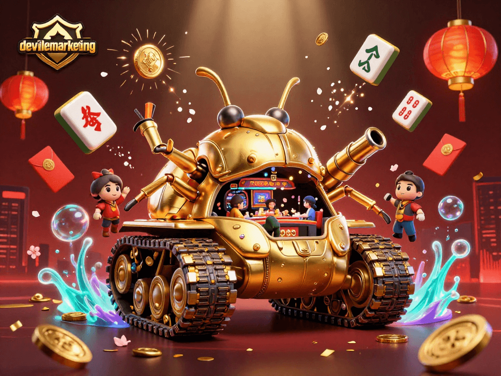 Mengalami keseruan permainan judi dalam devillemarketing dengan kasino mini di tangki keledai emas 3D.