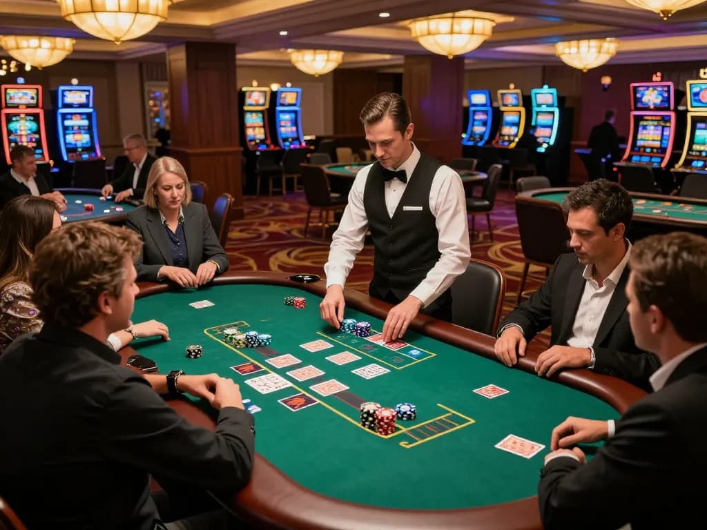 Engaged players strategizing at a blackjack table while enjoying f8betz casino experience.