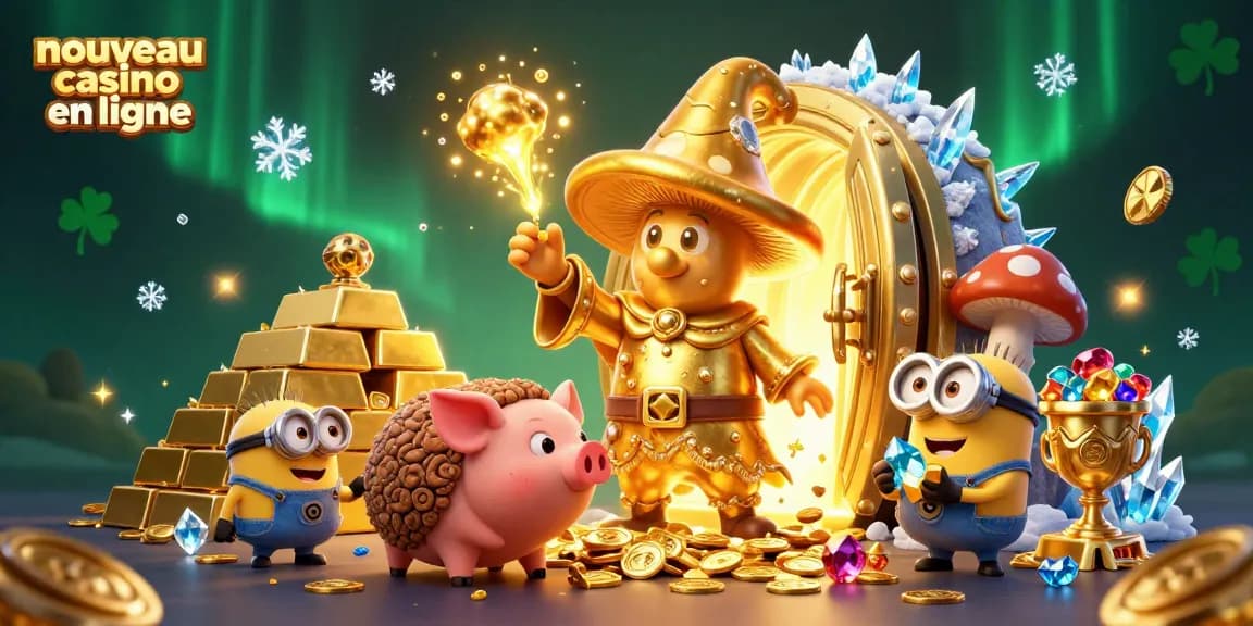 Plongez dans l'univers du nouveau casino en ligne avec des personnages magiques et des trésors étincelants.