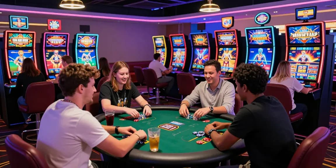 Enthusiastic players enjoying online credit card casinos with vibrant atmosphere and engaging games