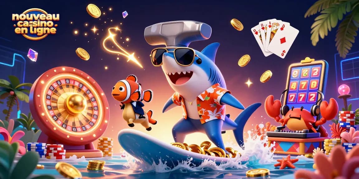Amusez-vous à explorer le nouveau casino en ligne à travers une scène colorée et dynamique avec des personnages marins.