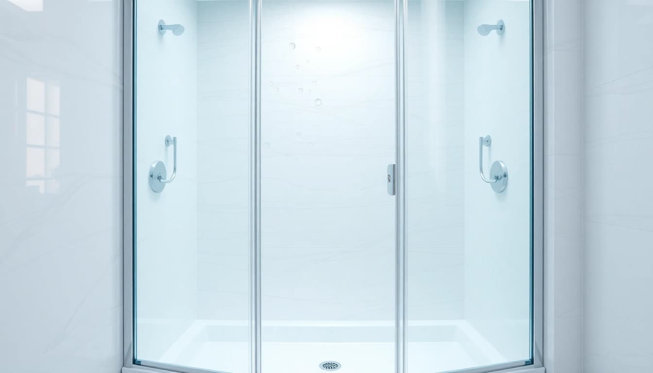 Erleben Sie die elegante duschkabine 90x90 mit glatten Glasflächen in einem modernen Badezimmer.