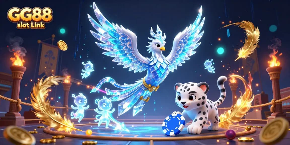 Experience the captivating GG88 slot Link with an enchanting illustration of vibrant casino elements and characters.