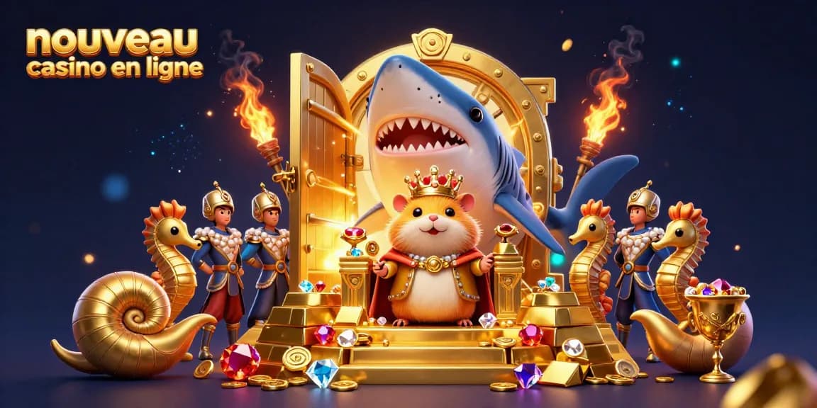 Animation de roi hamster en or sur son trône, symbole du nouveau casino en ligne attirant les joueurs.