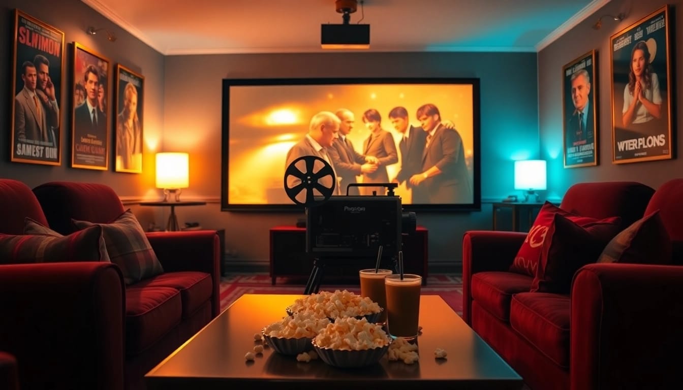 ดูหนังในห้องชมภาพยนตร์ที่บ้านพร้อมโปรเจคเตอร์และบรรยากาศอบอุ่น
