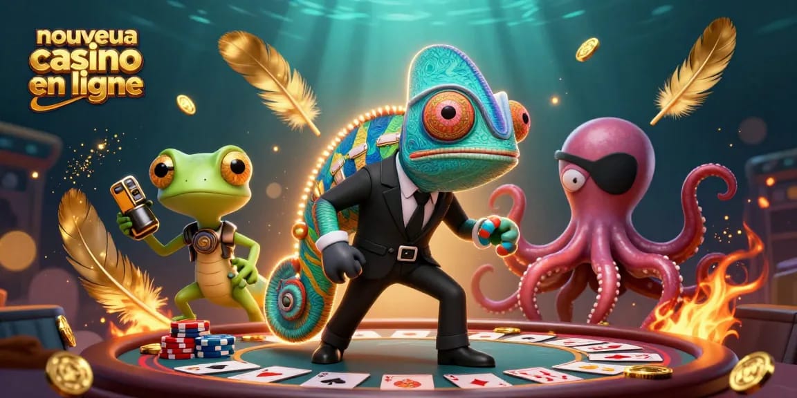 Jouer au nouveau casino en ligne avec des personnages colorés et des jetons d'or scintillants