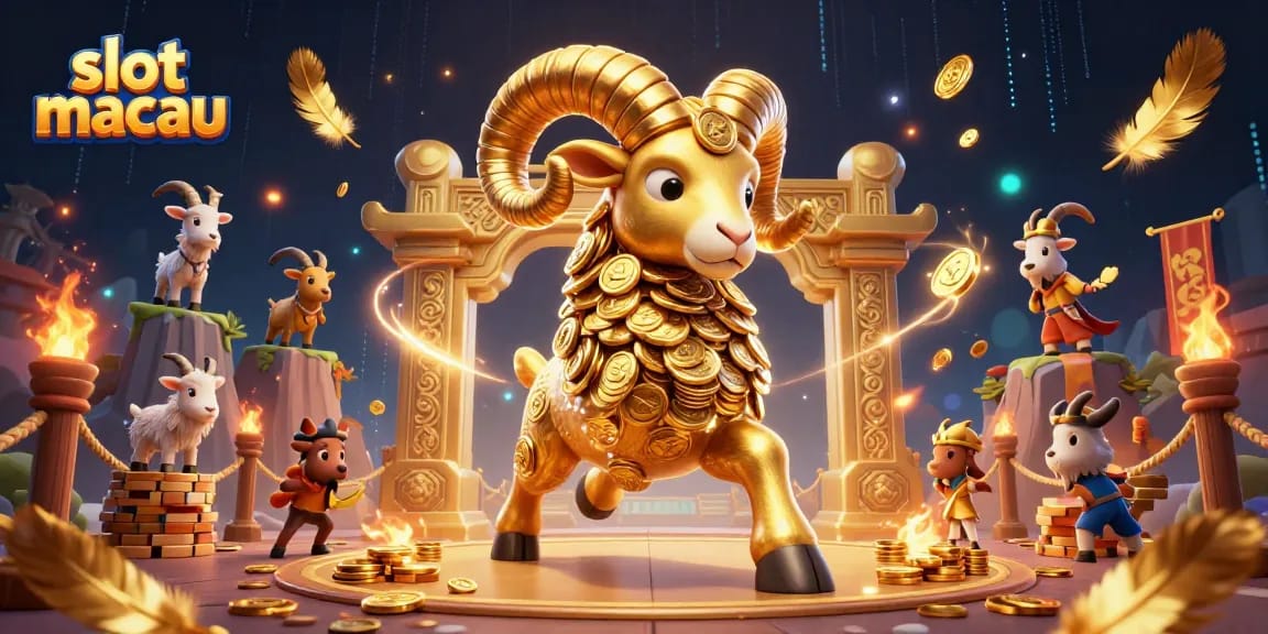 Experience thrilling action at slot macau with our vibrant golden ram and casino elements.