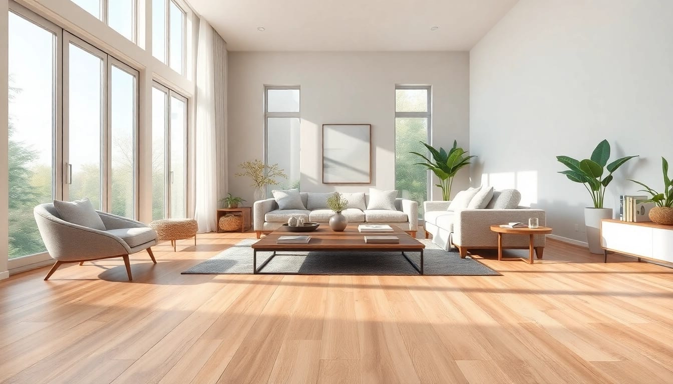 Discover luxury vinyl flooring near me in a cozy, modern living room setting.