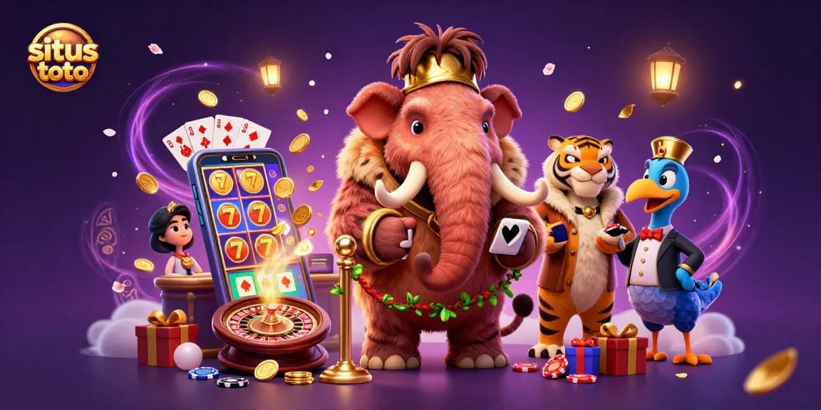 Experience situs toto excitement with a vibrant casino scene featuring iconic characters and dynamic gaming elements.