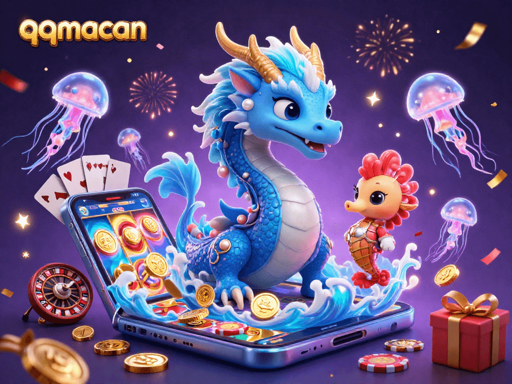 Engage with qqmacan's vibrant slots scene featuring animated characters and dynamic gameplay elements.