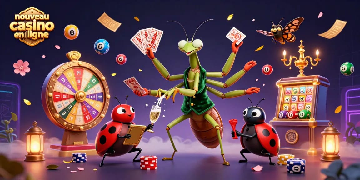Découvrez un nouveau casino en ligne animé par une mante géante et une coccinelle, avec des éléments de loterie envoûtants.