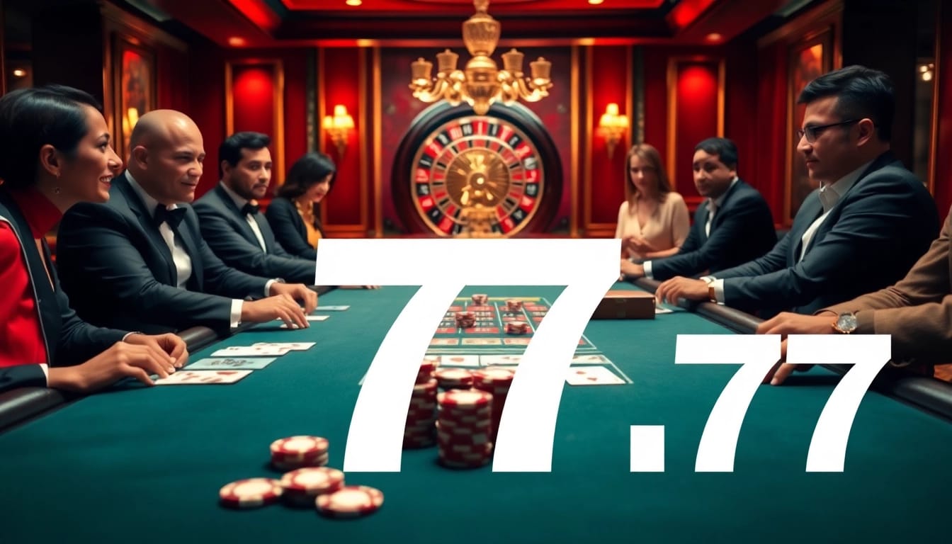 Experience the excitement of winning at seven 77 poker tables in a luxurious casino setting.