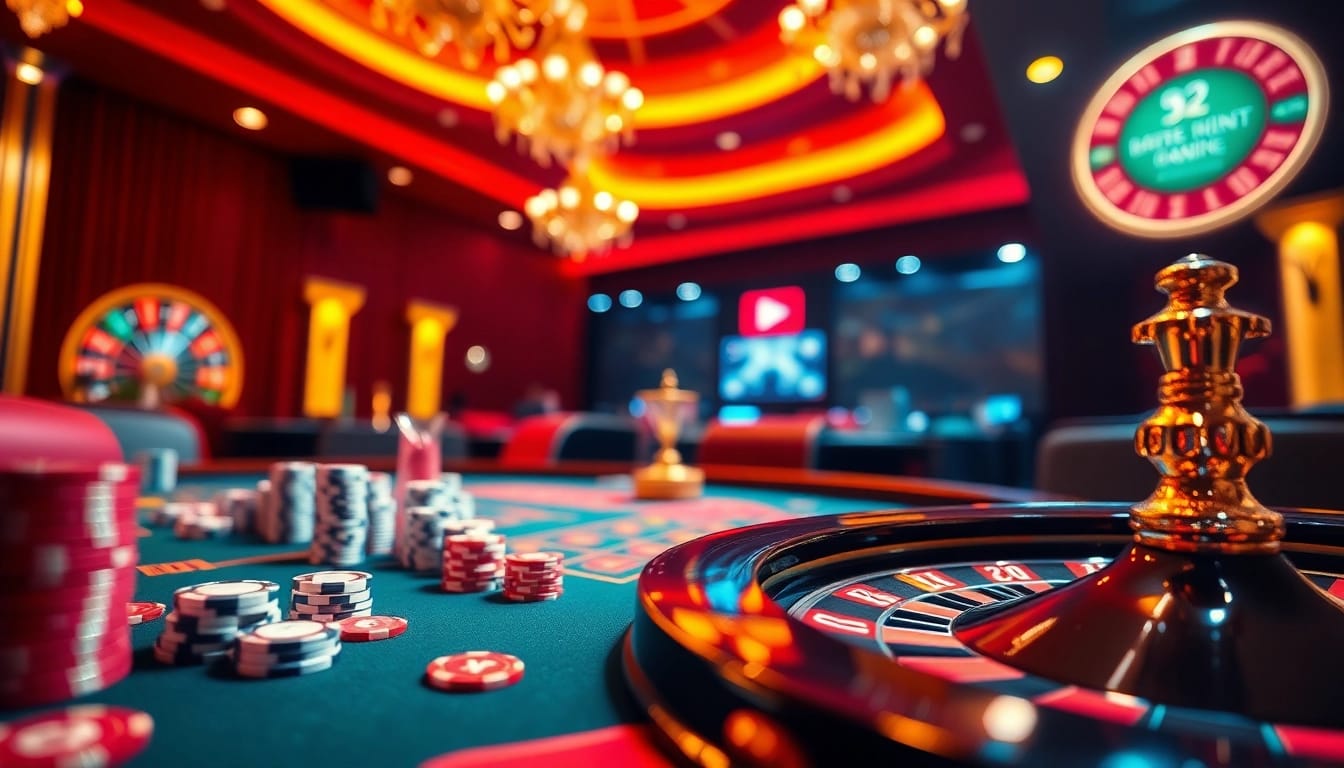 Exciting scene showcasing Trang chủ S88VIP with casino tables and engaging gameplay atmosphere.