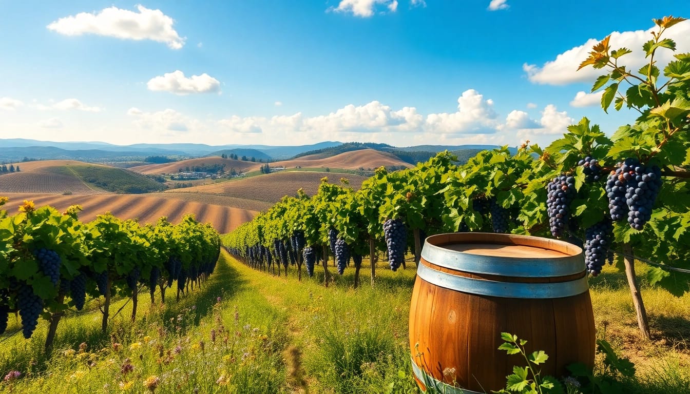 Delightful vineyards in Clarksburg highlighted with ripe grapes, inviting wine enthusiasts.