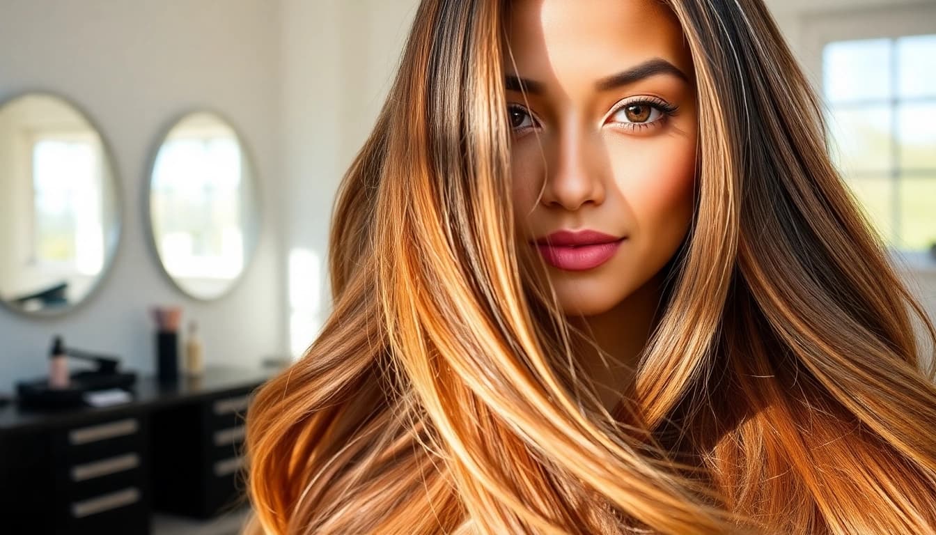 View of premium sew in weft hair extensions demonstrating natural shine and texture.