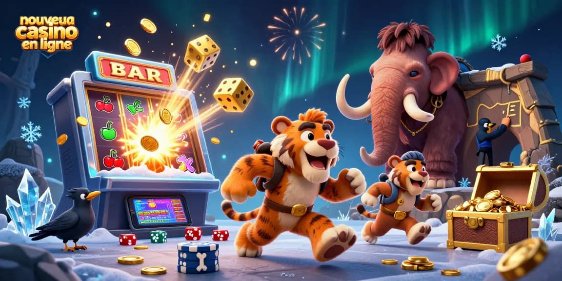 Visualisez un nouveau casino en ligne où un duo préhistorique gère des jeux captivants.