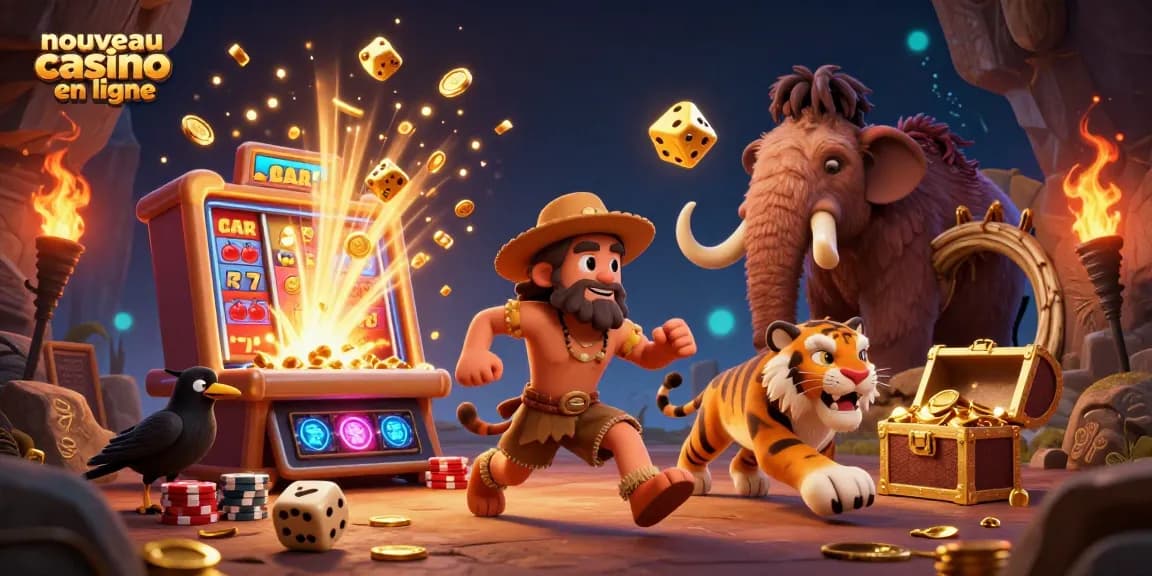 Faites l'expérience du nouveau casino en ligne avec des personnages préhistoriques jouant aux jeux de casino.