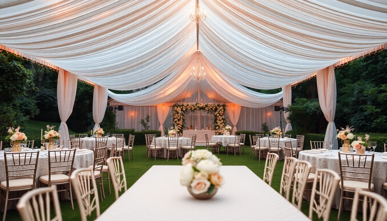 Rent our Wedding Tent Chair & Table Rentals for a romantic and elegant outdoor wedding.