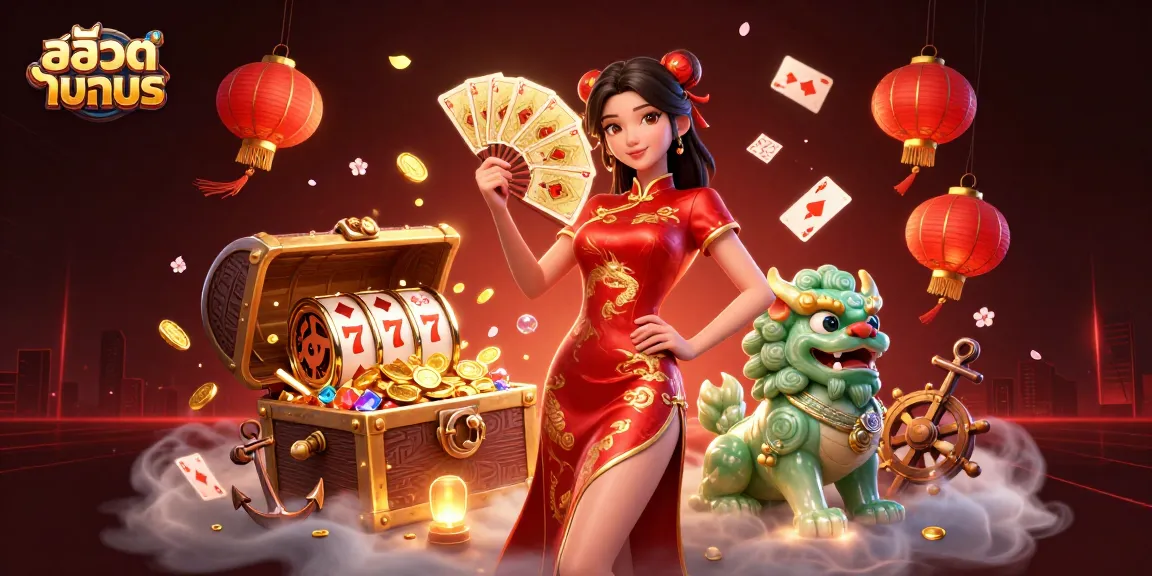 Engage in สล็อตทดลอง with 3D visuals featuring vibrant characters, slot reels, and dazzling gameplay elements.