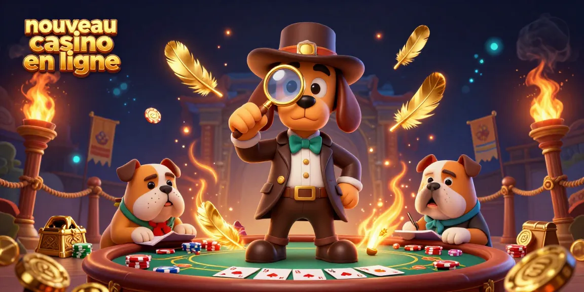 Découvrez un nouveau casino en ligne avec un détective et son compagnon, au cœur d'une scène de jeu dynamique.