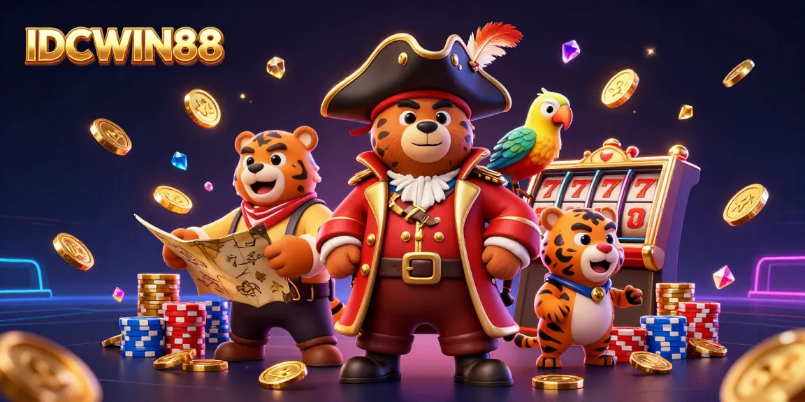Play big with IDCWIN88's exciting slot reels and treasures in this vibrant casino scene.