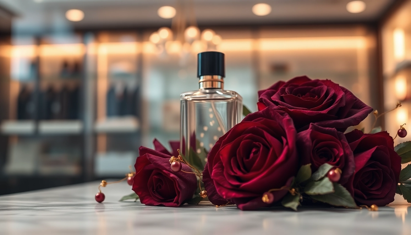 Experience the allure of Velvet rose & oud captured in a stunning perfume display.