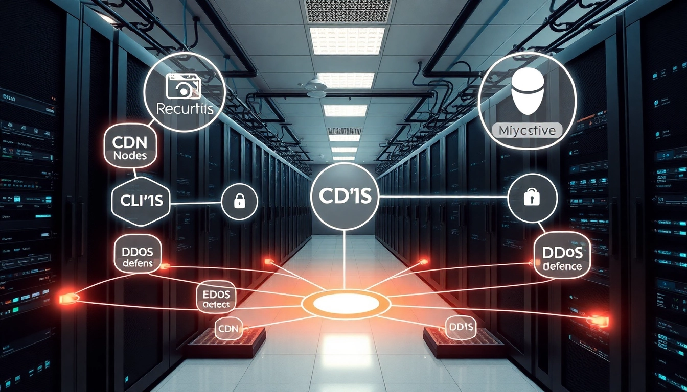 Protect your website with CDN with DDoS Protection featuring advanced security measures in a modern data center.
