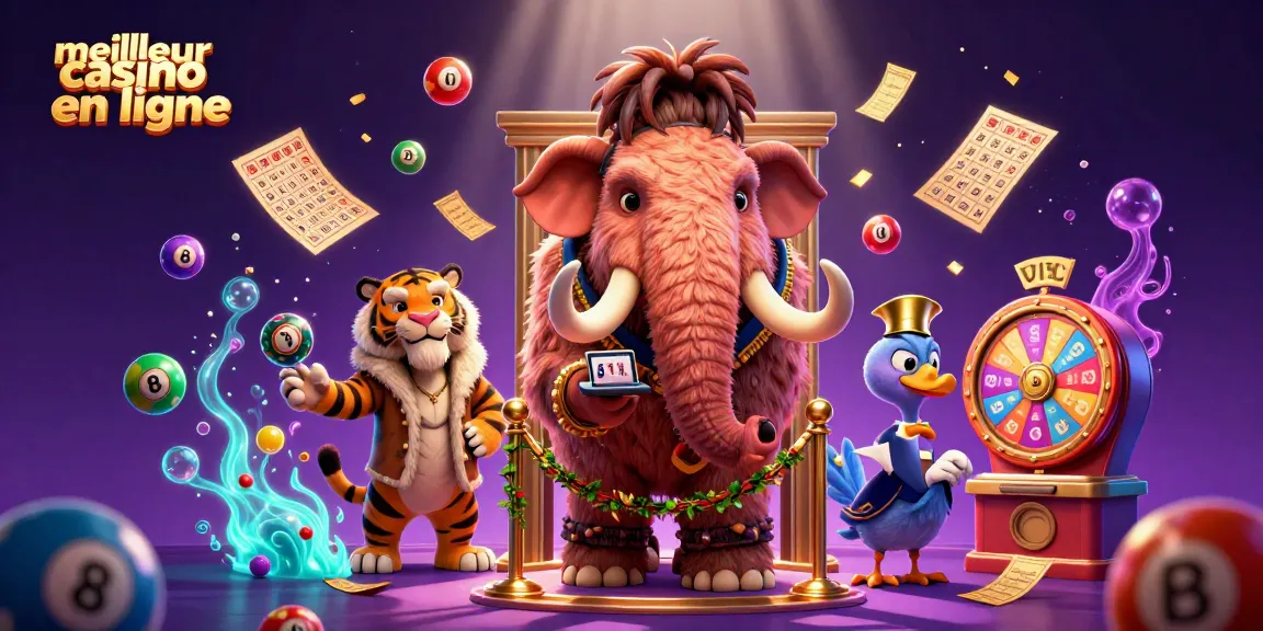 Le meilleur casino en ligne attire avec des ballons colorés et un mammouth vérifiant les identités.