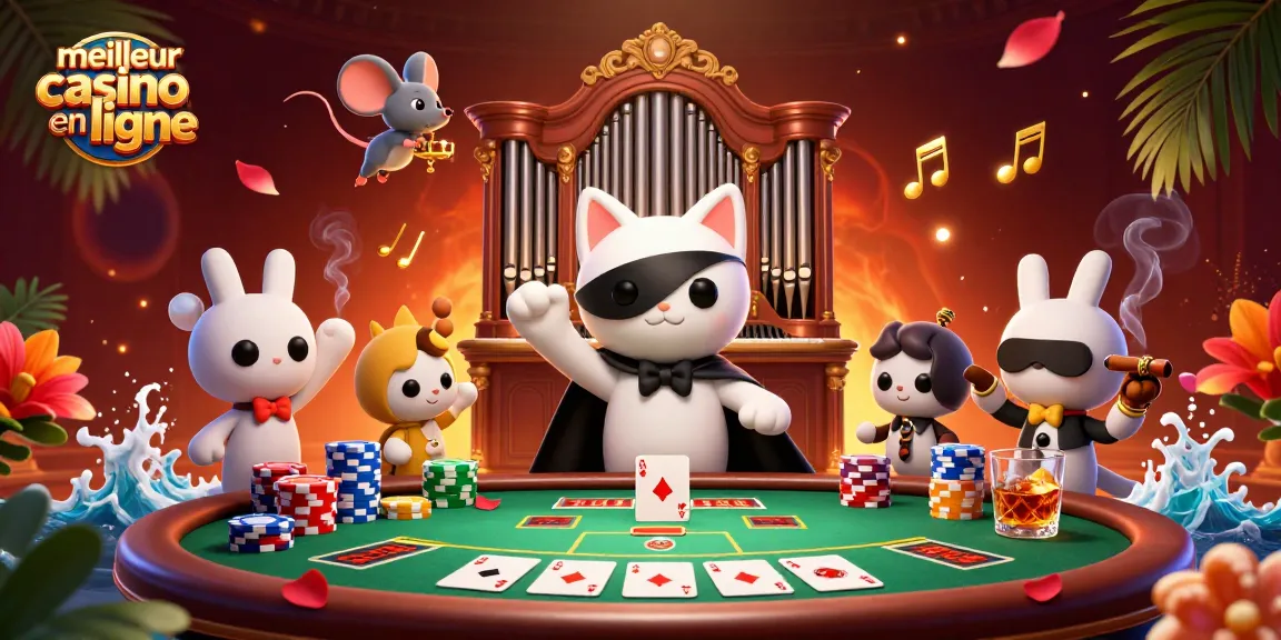 Jouez au meilleur casino en ligne avec des personnages de casino captivants dans cette illustration 3D dynamique.