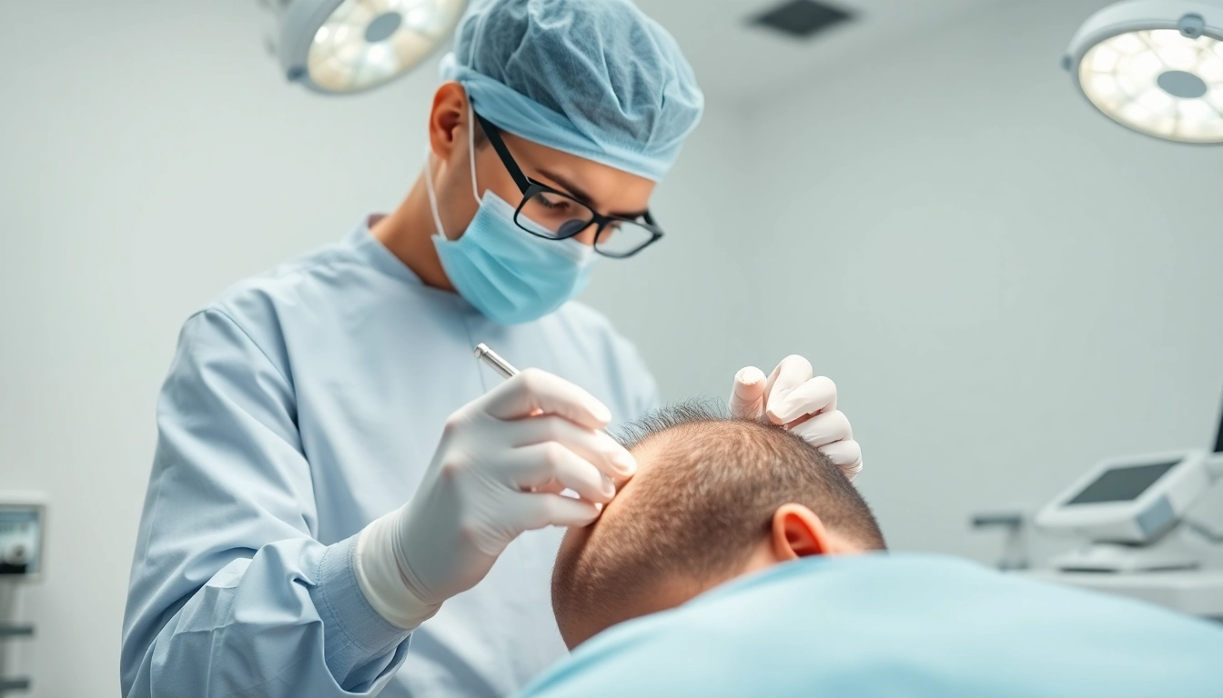 Illustration of a hair transplant istanbul price procedure showcasing skilled surgeon and advanced technology.