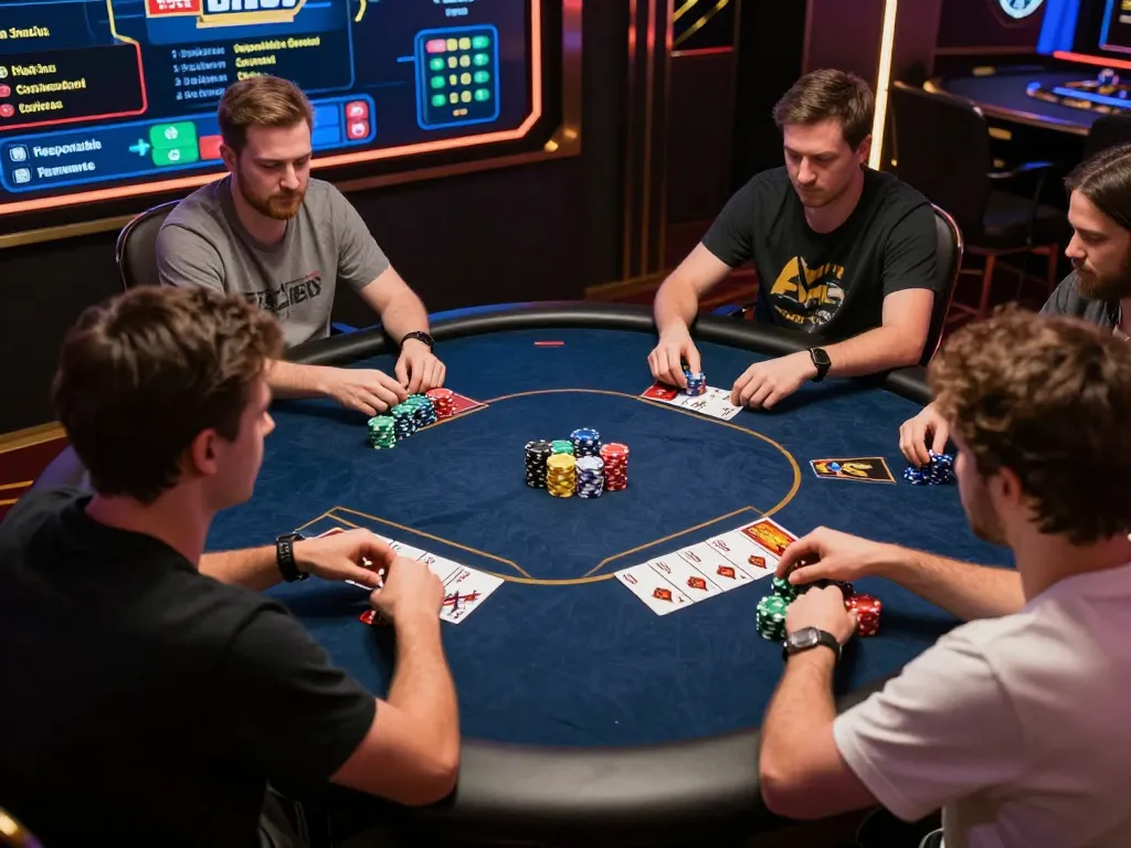 Players engaging in an online poker game at AE888, showcasing vibrant interfaces and strategic gameplay.