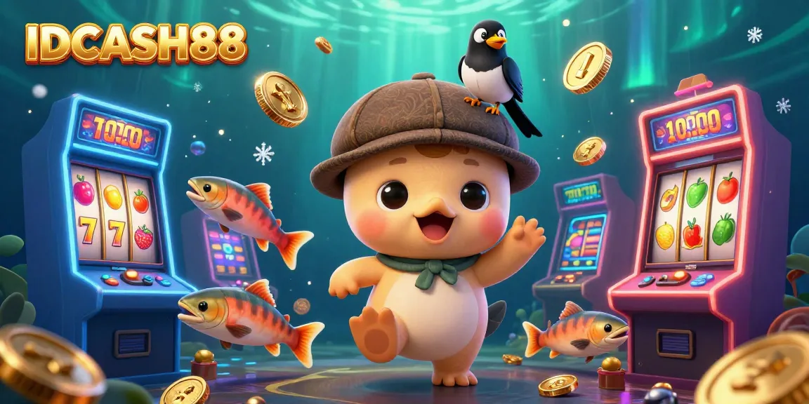 Engage with exciting slots at IDCASH88, featuring vibrant 3D characters and dynamic gold elements.
