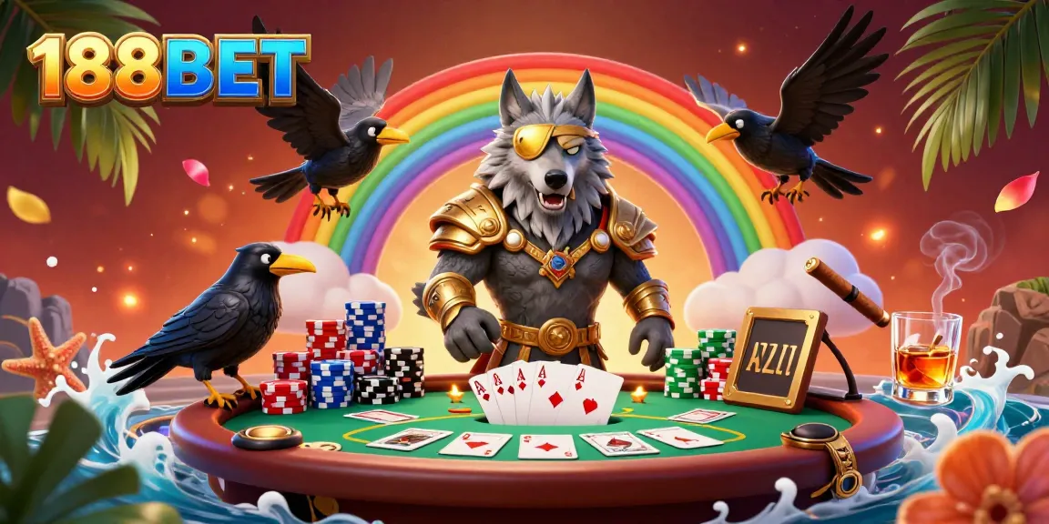 Experience the thrill of 188BET with a vivid 3D illustration showcasing Norse elements coupled with casino games.