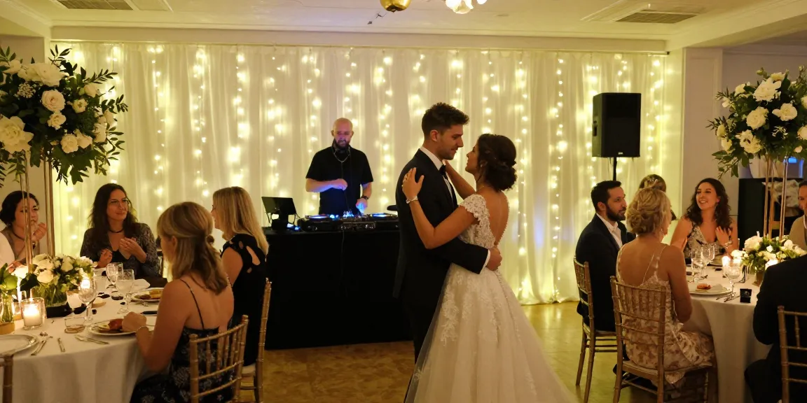 Hochzeit DJ Berlin sorgt für perfekte Stimmung bei Feierlichkeiten im festlich dekorierten Raum