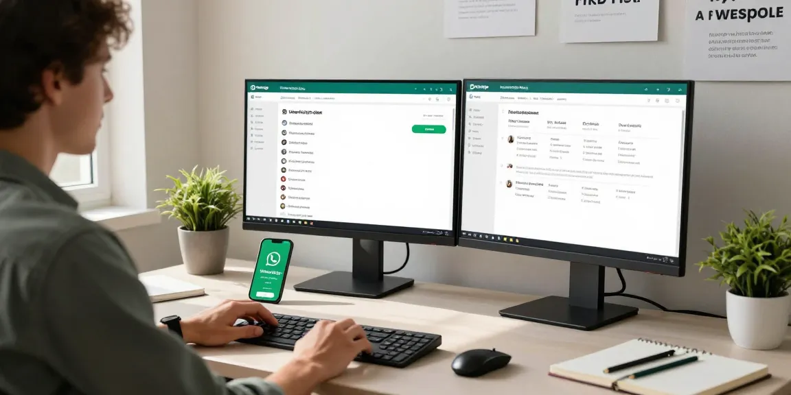 Efficient workspace with WhatsApp電腦版 interface showcased on a monitor, enhancing productivity.