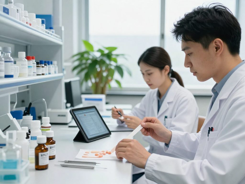 BPC 157 Side Effects examined by health professionals in a bright lab with advanced technology.